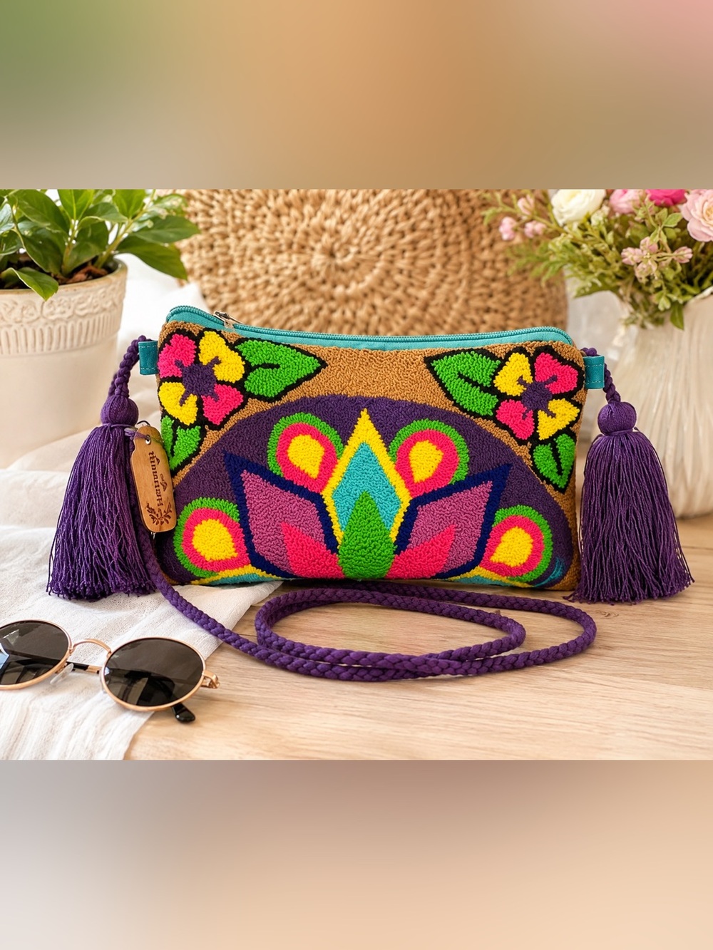 Wayuu style culture Bohemian Crossbody Clutch Colombian Bag handmade tapestry